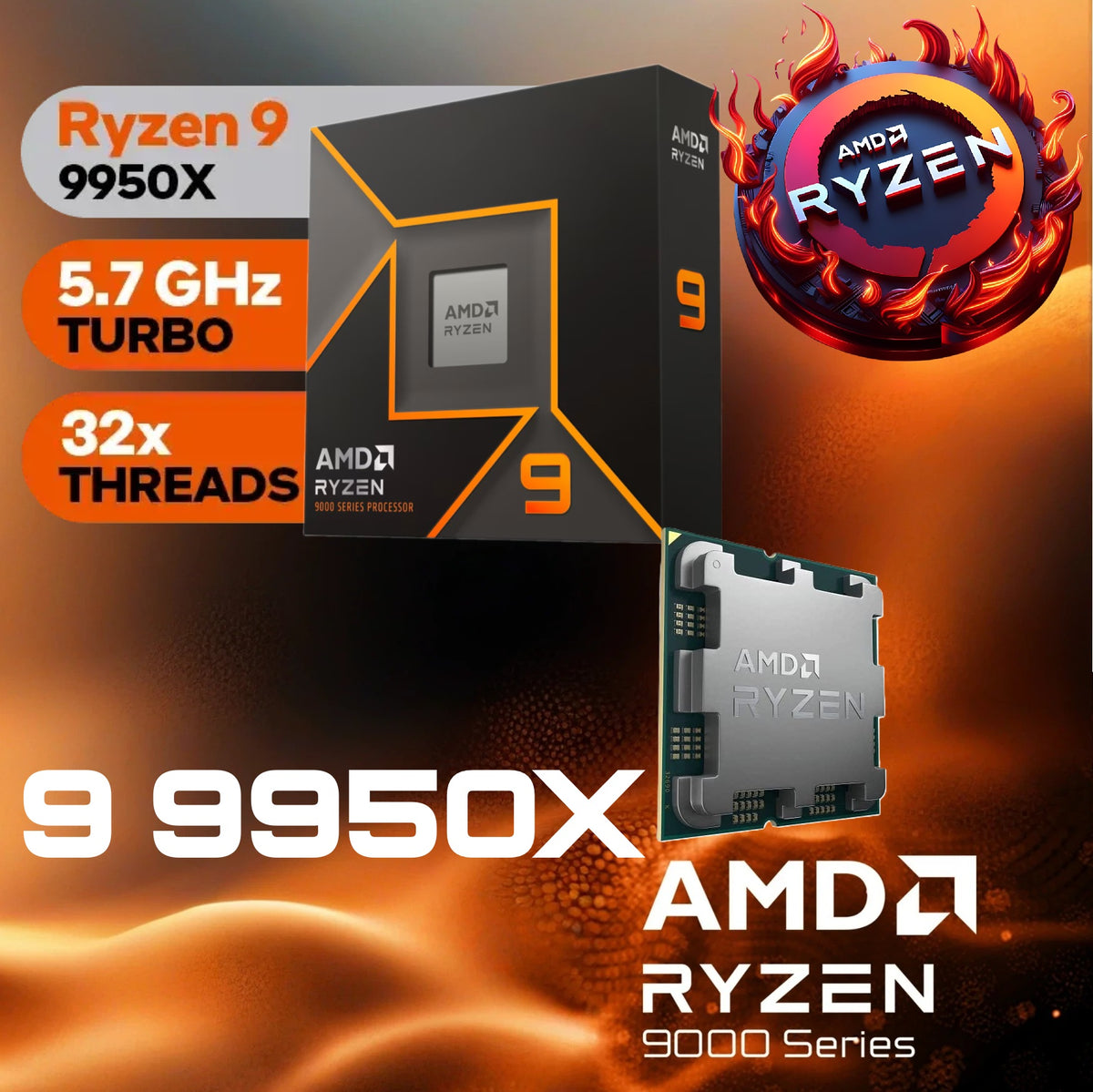 CPU AMD Ryzen 9 9950X – Ryzen 9 9000 Series Granite Ridge (Zen 5) 16-Core 4.3 GHz , 5.7 GHz Max Boost – Socket AM5 170W – Radeon Graphics Processor | BOXED 100-100001277WOF | 1 YEAR WARRANTY