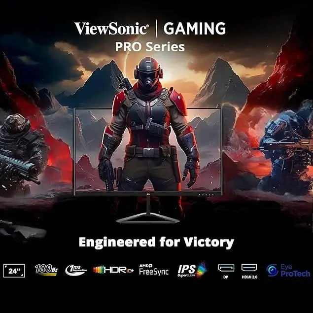 ViewSonic VX2479-HD-PRO 24” 180Hz Gaming Monitor – SuperClear® IPS, 1ms MPRT, AMD FreeSync™, HDR10, Full HD 1080p, Flicker-Free & Blue Light Filter, HDMI & DisplayPort | BLACK