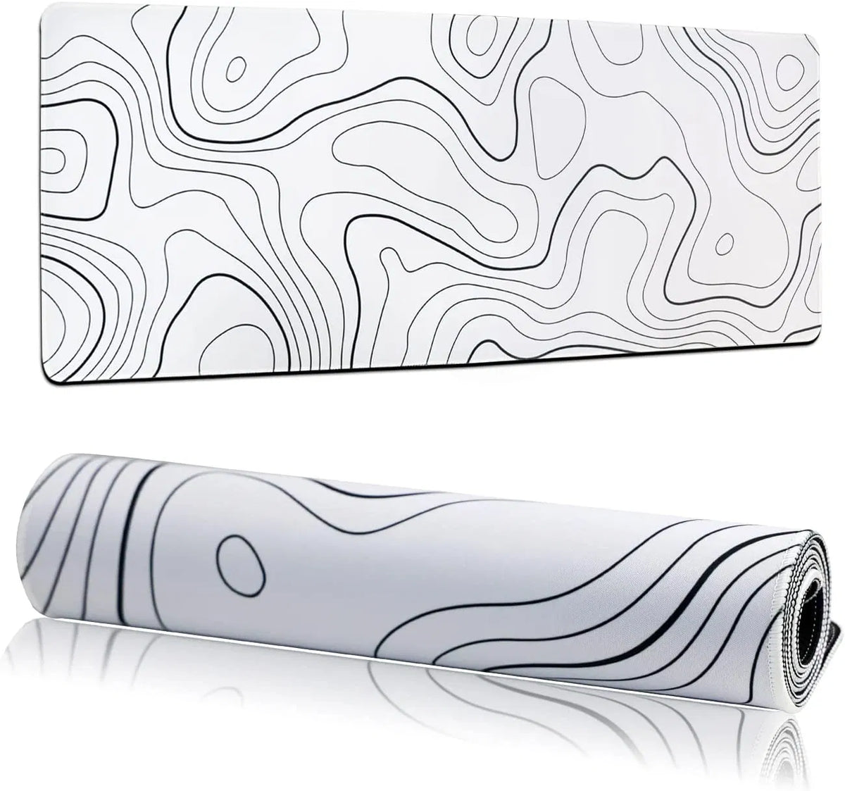 Hyde Nova White Marble XXL Mousepad 900×400×3mm – Smooth Precision Surface, Non-Slip Rubber Base, Stitched Edges, Water-Resistant, Minimal Topographic Design