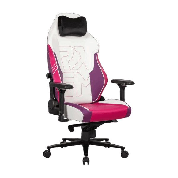 APEX SEAT TOKYO-GT Gaming Chair : Pro Racing Throne With Leather+Velvet+Suede Shell , 4D Armrest ,  Frog Mechanism & Class-4 Gas Lift , 90–141° Recline, 160 Kgs Max , Lumbar Pillow and Magnetic Headrest Included | WHITE & MAGENTA VARIANTS ~ AP-2108R