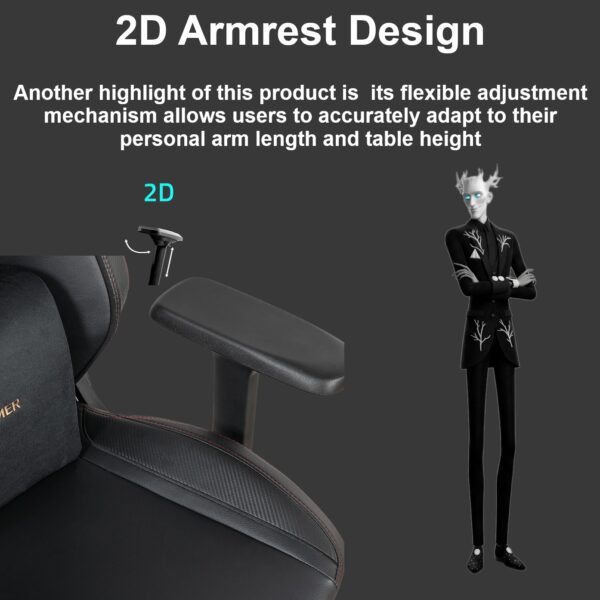 APEX SEAT SLENDERMAN Gaming Chair With PU Leather + Velvet + Suede Upholstery ,  90–155°  Recline , 2D Armrests,  Class 4 Gas Lift, Metal Frame , Memory Foam  , Backrest Cushion & Magnetic Headrest Included | SLEEK BLACK ~ AP-2155