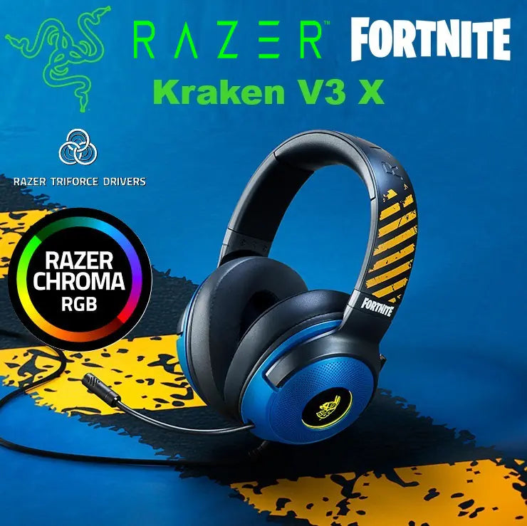 Razer Kraken V3 X Wired USB Gaming Headset: 285g Lightweight Build – Triforce 40mm Drivers – HyperClear Cardioid Mic – 7.1 Surround Sound – Chroma RGB Lighting – Fortnite Edition