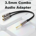 3.5mm Combo Audio Adapter Y Splitter TRRS Cable for PS4, Xbox One, Tablet, Mobile Phone, PC Gaming Headsets and Laptop