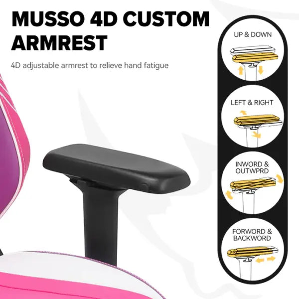 APEX SEAT TOKYO-GT Gaming Chair : Pro Racing Throne With Leather+Velvet+Suede Shell , 4D Armrest ,  Frog Mechanism & Class-4 Gas Lift , 90–141° Recline, 160 Kgs Max , Lumbar Pillow and Magnetic Headrest Included | WHITE & MAGENTA VARIANTS ~ AP-2108R