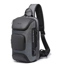 EZ W005 Sling Bag 15.6″ – Crossbody Shoulder Backpack with USB Port, Anti-Theft Pocket, Water-Resistant Polyester – Grey + Black