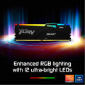 Kingston Fury Beast RGB 16GB 6000MT/s DDR5 RAM CL36 1.35V Desktop Memory | AMD Expo & Intel XMP 3.0 | Plug N Play | Single Module | | Infrared Sync Technology | Overclocking Stability KF560C36BBE2A-16