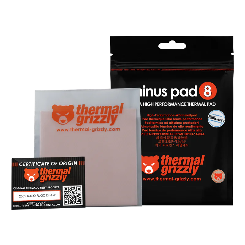 Thermal Grizzly Minus Pad 8 100x100x3mm – High Performance Thermal Pad | Extreme Conductivity, Non-Conductive, Flexible, Eco-Friendly | 1PC