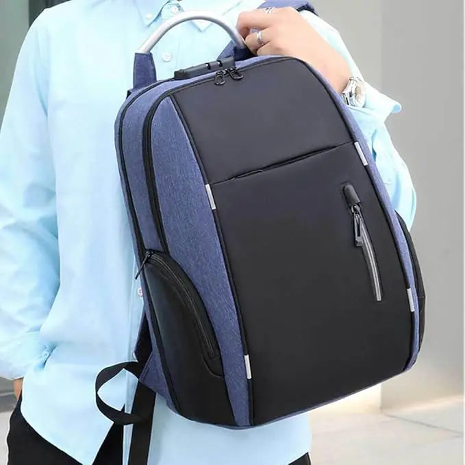 “EZ W001 15.6” Backpack EXP001 w/ USB Charging, Coded Lock, Reflective Design, Large Capacity, Oxford Fabric, Multi-Layer Storage for School & Travel | Blue”