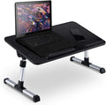 Laptop Stand D1-S 14”-17” | Adjustable Height & Angle | MDF + Aluminum Foldable Table with Wrist Pad – Black (52x30cm)
