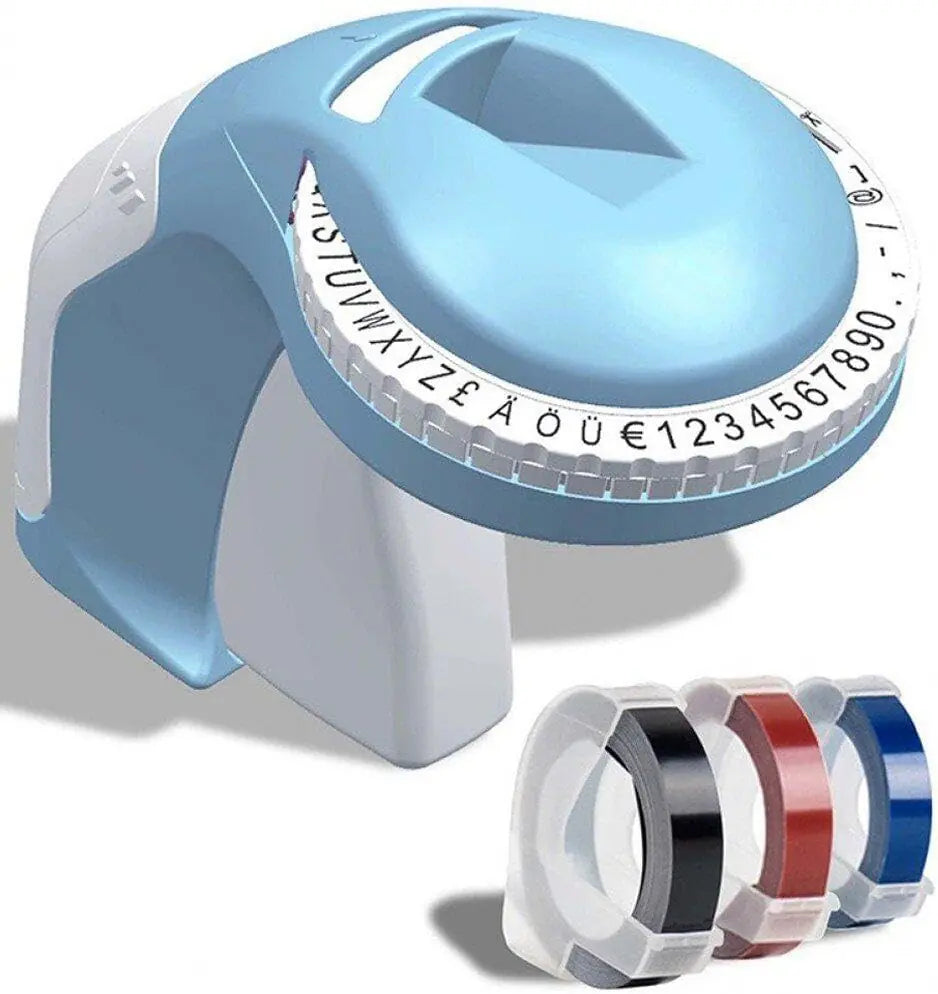 TPL 9mm Blue Embossing Label Tape – Durable, Self-Adhesive Labeling Roll for Manual Embossing Label Makers – Waterproof, Tear-Resistant & Long-Lasting Print