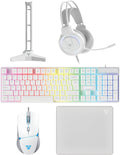 Fantech P51 5 in 1 WHITE Power Bundle : Flash HQ53 Headset , Tower II AC304 Headset Stand , Shikari K515 Gaming Keyboard , Vigil MP356 Mousepad , Crypto VX7 Gaming Mouse