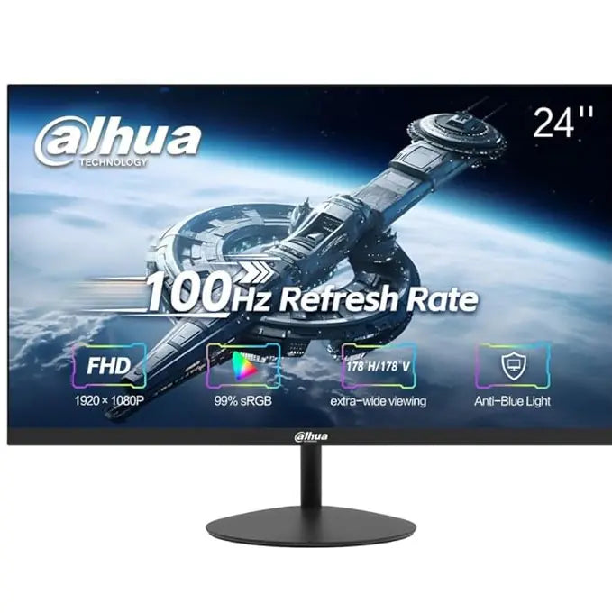 DAHUA 24” FHD VA Monitor 100Hz 5ms ; Ultra-Narrow Bezel ; 178°H/178°V Extra-wide Viewing Angle ; VESA Wall-Mountable ; HDMI and VGA Connectivity ; Eye-protective Anti-blue light | BLACK A200Y