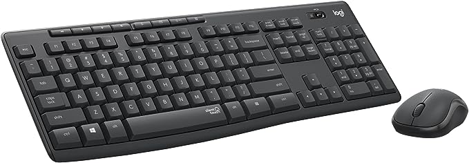 Logitech MK295 Wireless Mouse & Keyboard Combo with SilentTouch Technology, Full Numpad, Advanced Optical Tracking, Lag-Free Wireless, 90% Less Noise – Graphite (920-009801)