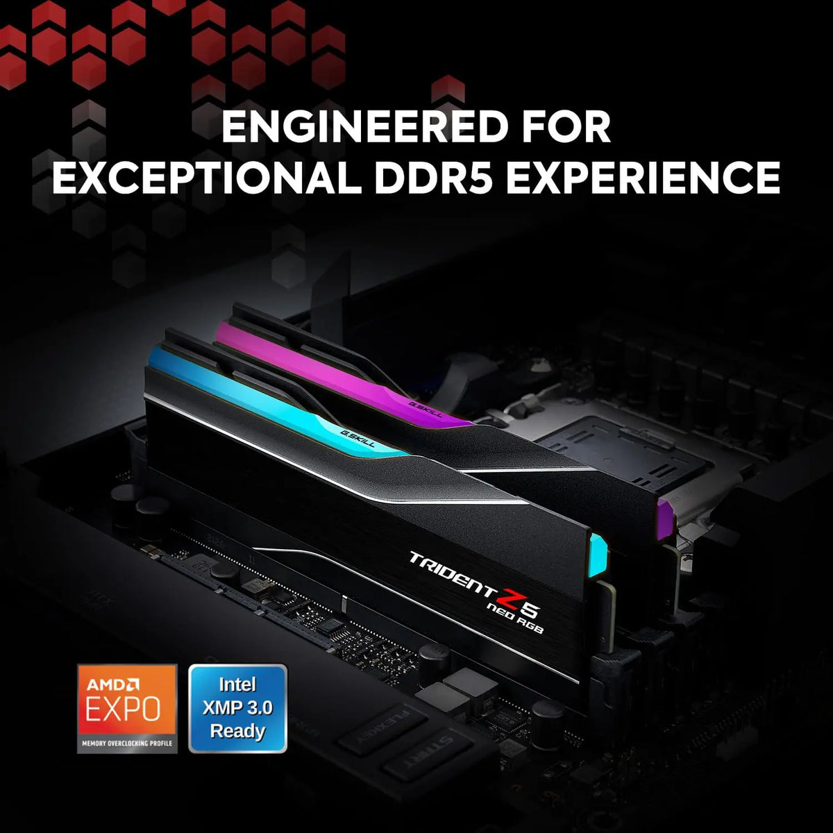 G.SKILL Trident Z5 Neo RGB Series (AMD Expo & Intel XMP 3.0) DDR5 RAM Kit 64GB (2x32GB) 6000MT/s (PC5 48000) CL36-36-36-96 1.35V Desktop Computer Memory U-DIMM – Matte Black (F5-6000J3636F32GX2-TZ5NR)