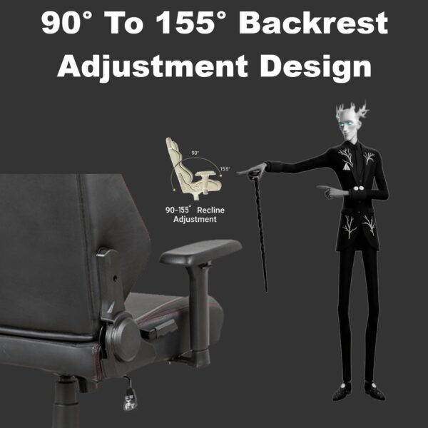 APEX SEAT SLENDERMAN Gaming Chair With PU Leather + Velvet + Suede Upholstery ,  90–155°  Recline , 2D Armrests,  Class 4 Gas Lift, Metal Frame , Memory Foam  , Backrest Cushion & Magnetic Headrest Included | SLEEK BLACK ~ AP-2155