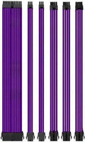 AsiaHorse 18AWG Sleeved PSU Extension Cable Kit 6-Pack | 24Pin + (6+2)Pin x2 + (4+4)Pin + 6Pin x2 | Premium Braided Purple Cables | Durable & Stylish Build