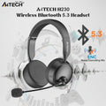 A4TECH H230 Wireless Bluetooth 5.3 Headset, 55H Playback, 40mm Drivers, ENC Noise Cancelling Mic, 156g Lightweight, USB-C Fast Charge, 10m Range | Black