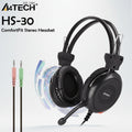 A4TECH HS-30 ComfortFit Stereo Headset With 40mm Drivers, Dual 3.5mm Audio And Microphone Jacks, Omnidirectional Noise-Cancelling Mic, Adjustable Headband, And On-Headset Volume Control