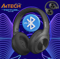A4Tech BH220 Bluetooth v5.3 Wireless Headset – Up to 10m Range – Soft Mesh Fabric Padded Headband – Lightweight Ear Pads – USB Type C Rechargeable – 3 Ways Folding – Extended Play Time with 400mAh Battery – Black