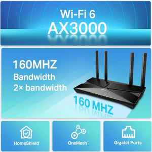 TP-Link Archer AX53 AX3000 Dual Band Gigabit Wi-Fi 6 Router – 3Gbps Speed, OFDMA, 160MHz Bandwidth, HomeShield Security, EasyMesh, WPA3, Alexa Compatible