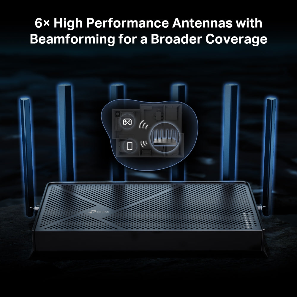 TP-Link BE6500 Archer-BE400 Dual-Band Wi-Fi 7 Router With 6.5Gbps Speeds, 5GHz/2.4GHz Bands, 2×2.5G Ports, 6 External Antennas, EasyMesh, Multi-Link Operation, HomeShield Security