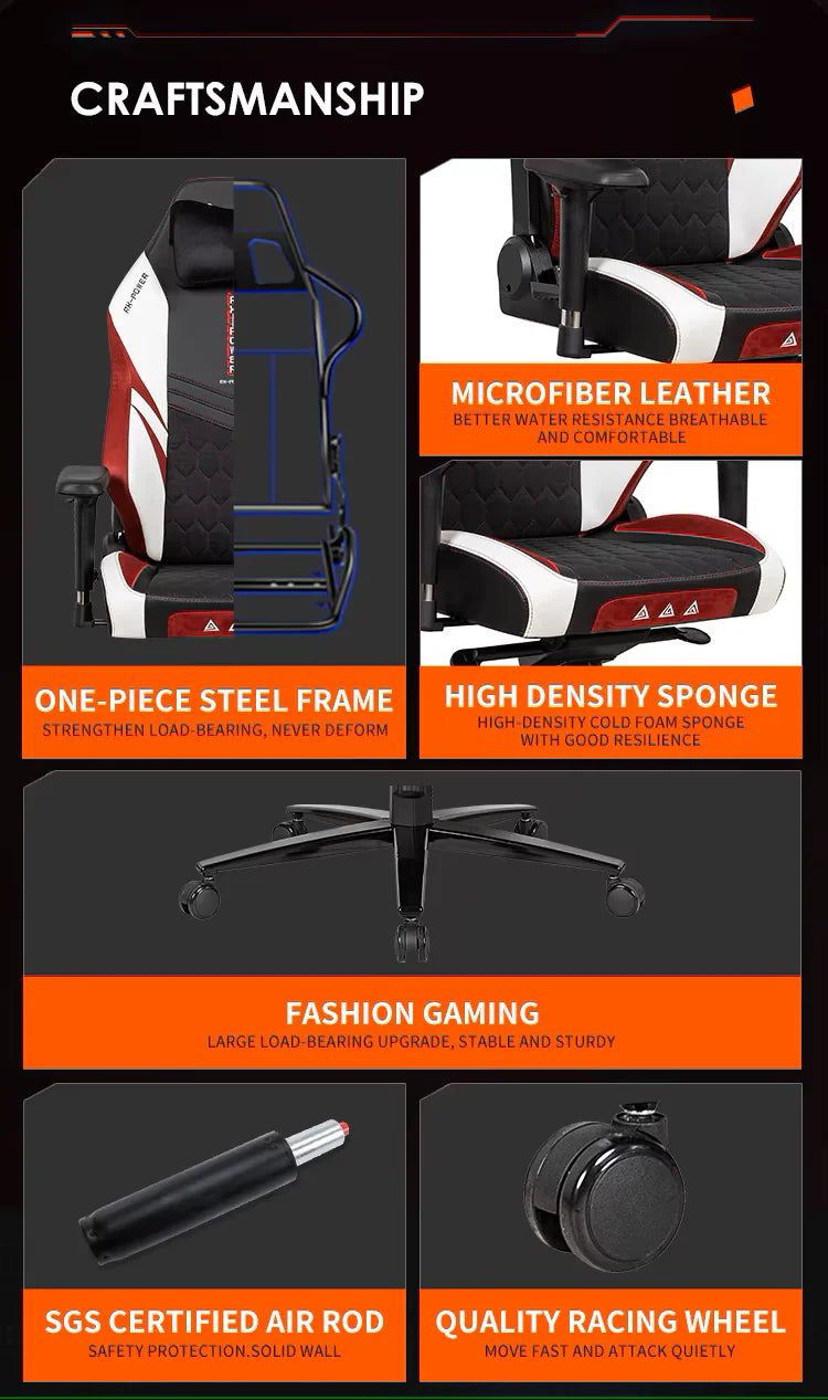 APEX SEAT “Ignition XL” Gaming Chair With 160KG Capacity, PU+Velvet+Suede Upholstery, Recline 90–141°, 4D Armrests, Magnetic Headrest, Class-4 Gas Lift, Frog Mechanism, Iron Base , ≤160KG Capacity| RACING BLACK RED WHITE