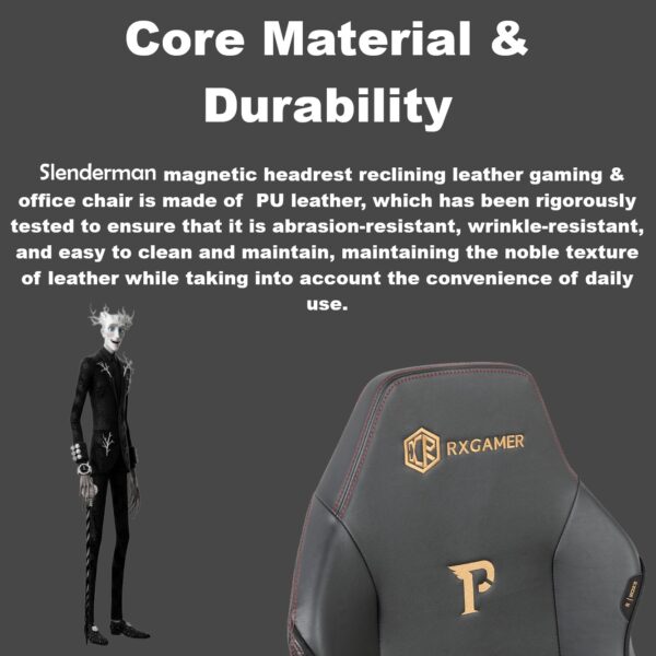 APEX SEAT SLENDERMAN Gaming Chair With PU Leather + Velvet + Suede Upholstery ,  90–155°  Recline , 2D Armrests,  Class 4 Gas Lift, Metal Frame , Memory Foam  , Backrest Cushion & Magnetic Headrest Included | SLEEK BLACK ~ AP-2155