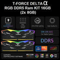 TEAMGROUP T-FORCE DELTA ALPHA RGB DDR5 Ram KIT 16GB (2x8GB) 6000MHz PC5-48000 CL38 1.25V AMD Expo Ready , Intel XMP Compatible Desktop Memory Module RAM |Black FF7D516G6000HC38ADC01