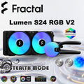 Fractal Lumen S24 RGB V2 ARGB Liquid Cooler With Six Addressable LEDs, Copper Cold Plate, Dual Aspect 12 RGB PWM Fans, Dark Stealth Mode, 400mm Tubes, And Wide Intel/AMD Socket Support | BLACK ~ FD-W-L1-S2412