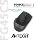 FG45CS Air2 2.4G Wireless Mouse – [ Desk + Air ] Dual Functions – 2000 DPI 4-Level Adjustable – Silent Clicks – 2 Thumb Side Buttons – On/Off Power Switch – Stone Grey