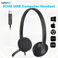 Logitech H340 USB Computer Headset With Digital Stereo Sound, Noise-Canceling Bi-Directional Microphone, Adjustable Lightweight Headband, Plug-And-Play USB-A Connection, for Windows and Mac | BLACK