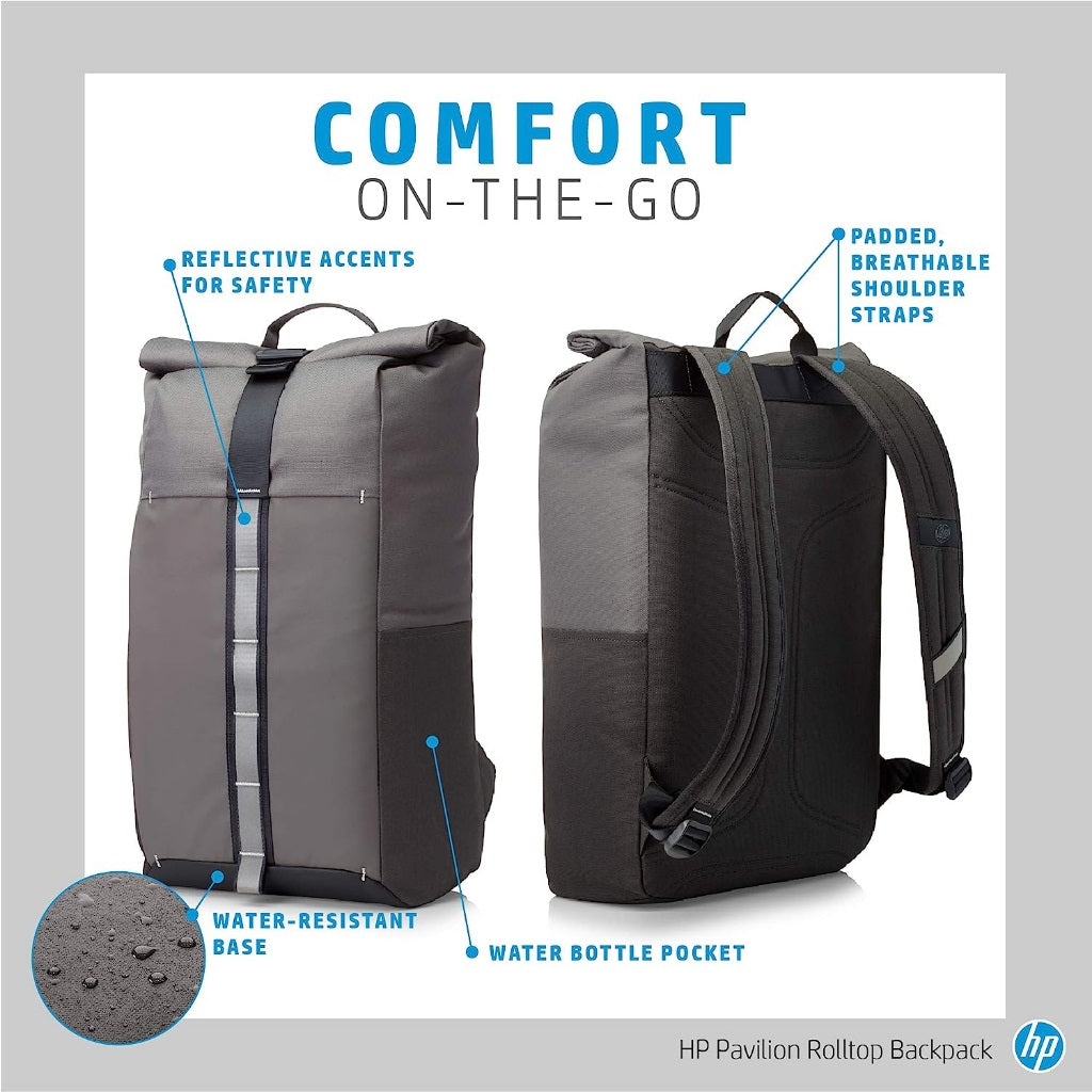 hp-pavilion-rolltop-grey-backpack-water-resistant-padded-for-electronics-protection-supports-up-to-1