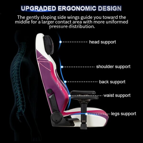 APEX SEAT TOKYO-GT Gaming Chair : Pro Racing Throne With Leather+Velvet+Suede Shell , 4D Armrest ,  Frog Mechanism & Class-4 Gas Lift , 90–141° Recline, 160 Kgs Max , Lumbar Pillow and Magnetic Headrest Included | WHITE & MAGENTA VARIANTS ~ AP-2108R