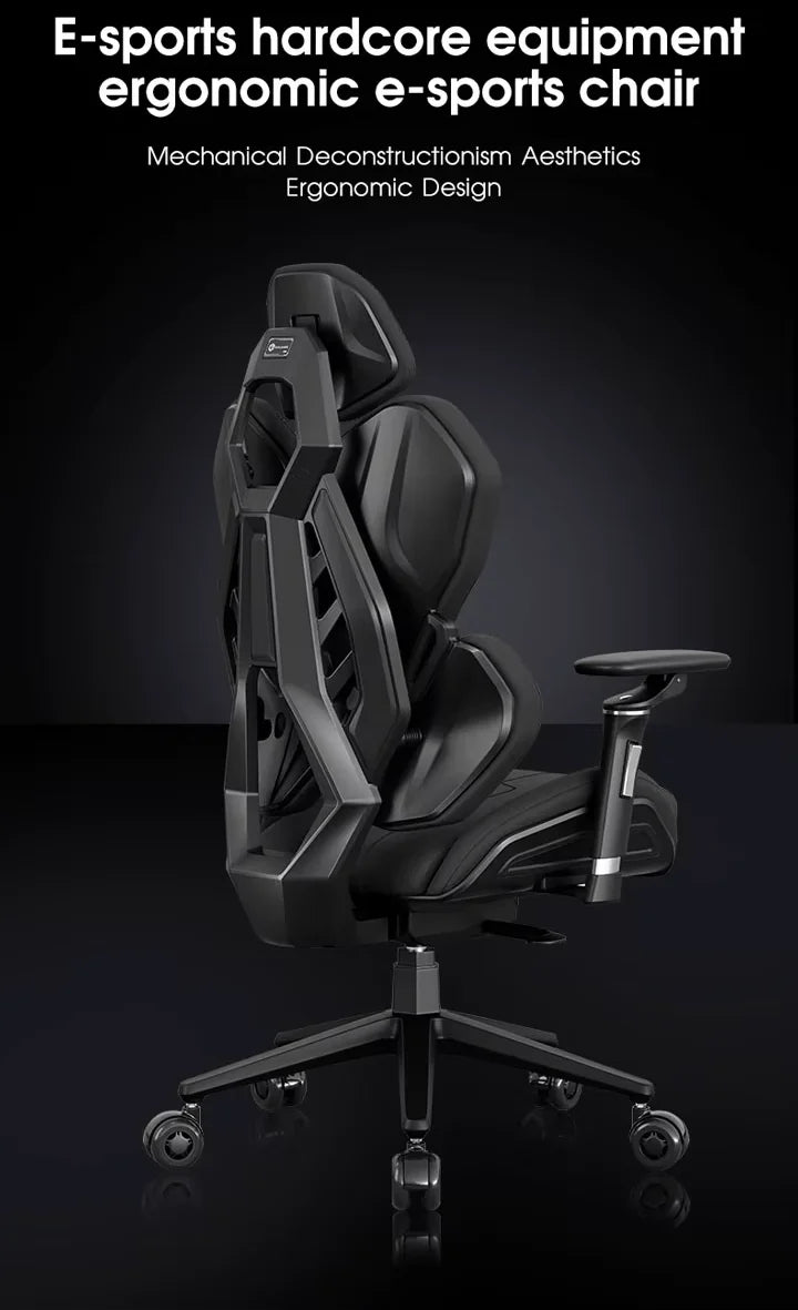 APEX SEAT EisenHart  Gaming Chair With 5D Chrome Armrests, Weight-Activated Recline, Customizable Multi-Tilt & Height , PU Casters, Matte Aluminum Base, Cashmere Leather Finish , 180KG Weight Capacity | Black with Indigo Accents