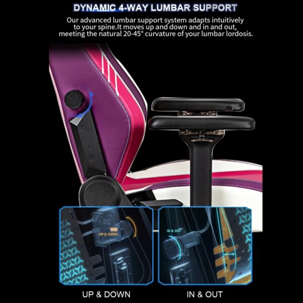 APEX SEAT TOKYO-GT Gaming Chair : Pro Racing Throne With Leather+Velvet+Suede Shell , 4D Armrest ,  Frog Mechanism & Class-4 Gas Lift , 90–141° Recline, 160 Kgs Max , Lumbar Pillow and Magnetic Headrest Included | WHITE & MAGENTA VARIANTS ~ AP-2108R