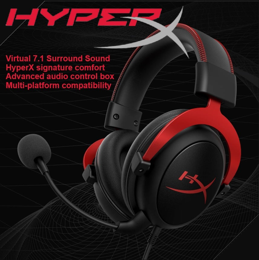 HyperX Cloud II – Gaming Headset, 7.1 Surround Sound, Memory Foam Ear Pads, Durable Aluminum Frame, Detachable Microphone, Works with PC, PS5, PS4, Xbox Series X|S, Xbox One – Red