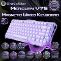 GravaStar Mercury V75 Lavender Purple Magnetic Wired Keyboard, 8KHz Polling, 0.125ms, 256K Scan, 0.005mm Precision, Rapid Trigger, RGB, 75% Layout, Hot Swap, Semi-Aluminum Build