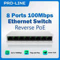 Pro-Line 8 Port Gigabit Reverse PoE Switch, 7x PoE Input & 1x PoE Output Uplink, 24V Passive PoE, Dual Uplink Mode, VLAN Isolation, FTTx Ready, ONU CPE Compatible