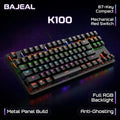 Bajeal K100 Black 87-Key Mechanical Gaming Keyboard Red Switch Full RGB Backlight Metal Panel Anti-Ghosting USB Wired Compact Layout Ergonomic Design For Windows PC Gamers