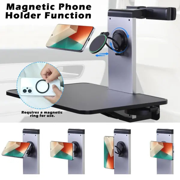 rear-car-seat-tray-table-universal-fit-foldable-stand-with-cup-holder-magsafe-mount-metal-frame-stur