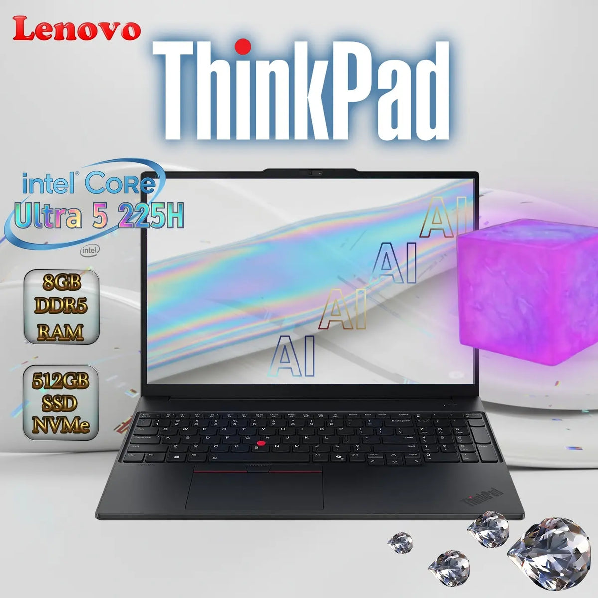 Lenovo ThinkPad E16 Gen 3 Intel® Core Ultra 5 225H | 8GB DDR5 RAM ; 512GB NVMe SSD | 16-inch WUXGA IPS Display | Intel® UHD Graphics | DOS | ECLIPSE BLACK