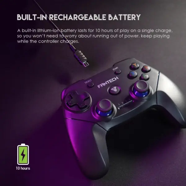FANTECH WGP12 Revolver II Wireless Gaming Controller, 2.4GHz Dual Mode With Wired Option, 17 Buttons, Dual Vibration, 600mAh Rechargeable Battery, For PC And PS3 | Green