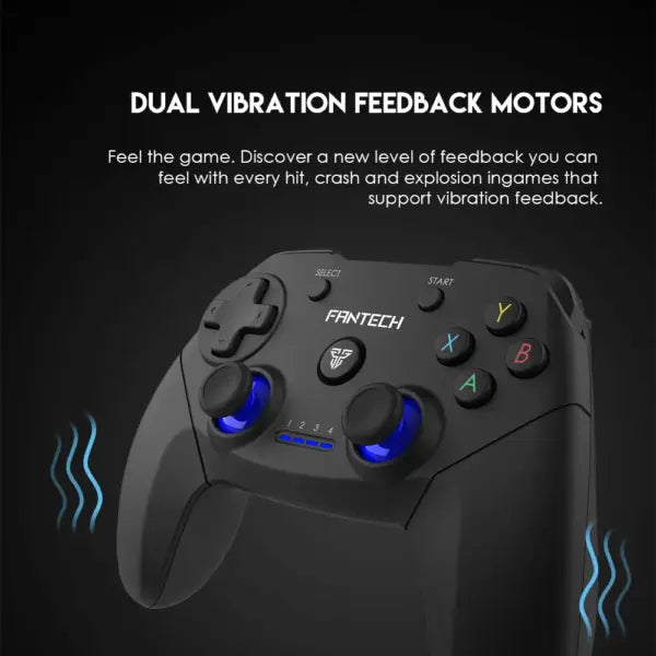 FANTECH WGP12 Revolver II Wireless Gaming Controller, 2.4GHz Dual Mode With Wired Option, 17 Buttons, Dual Vibration, 600mAh Rechargeable Battery, For PC And PS3 | Green