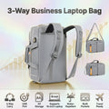 3-Way Business Laptop Bag , Backpack – Shoulder – Handbag Convertible Design, Large Capacity A4 / 16-inch Laptop Storage , USB Charging Port, Water-Repellent Oxford Fabric, Multi Pocket | Light Gray