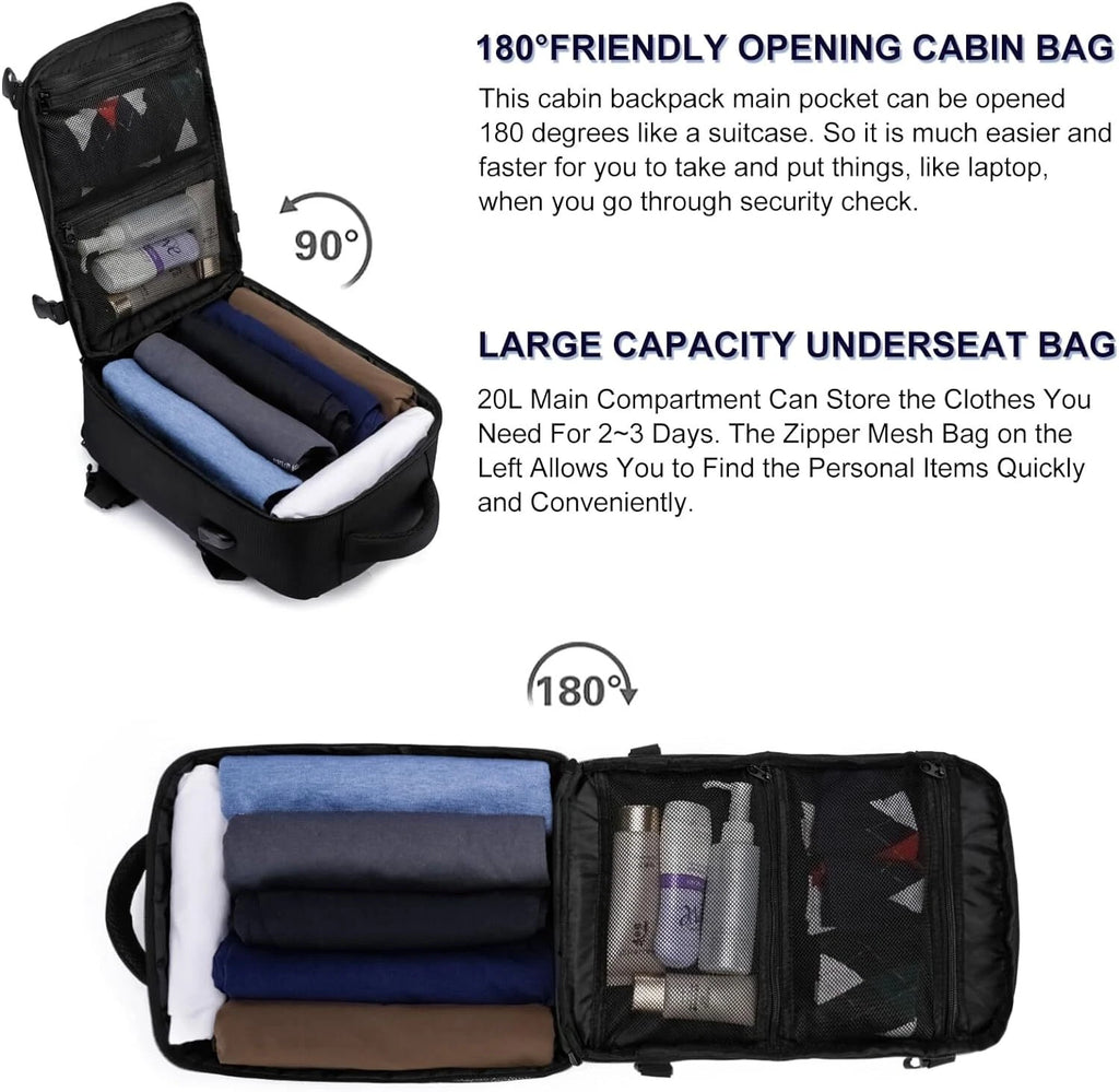 cabin-backpack-with-usb-charging-port-40x20x25cm-20l-14-inch-laptop-fit-under-seat-carry-on-anti-the