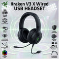 Razer Kraken V3 X Wired USB Gaming Headset, TriForce 40mm Drivers, HyperClear Cardioid Retractable Mic, 7.1 Surround, Chroma RGB, USB-A | Black