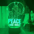 Otaku Lamp Rick and Morty 3D Anime LED Night Light With 16-Color RGB Lighting, Laser-Engraved Acrylic, USB-A Or Battery Power, Touch And Remote Control