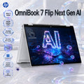 HP OmniBook 7 Flip Next Gen AI : Intel® Core Ultra 7 256V | 16GB DDR5x RAM ; 512GB NVMe SSD | 16-inch 2K TouchScreen | Intel® Arc 140V GPU (8GB) | Backlit Keyboard | Windows 11 | Glacier silver ~ 16-au0070wm