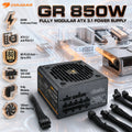 COUGAR GR 850W Fully Modular ATX 3.1 Power Supply — 80 PLUS Gold, PCIe 5.1 12V-2X6, 91% Efficiency, 120mm Rifle-Bearing Fan, Japanese Capacitor, 140mm Compact Design, Black