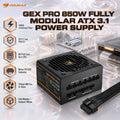 COUGAR GEX PRO 850W Fully Modular ATX 3.1 Power Supply — 80 PLUS Gold, PCIe 5.1 12V-2X6, 91% Cybenetics Gold Efficiency, 120mm Rifle-Bearing Fan, Japanese Capacitor, 140mm Compact Design, Black